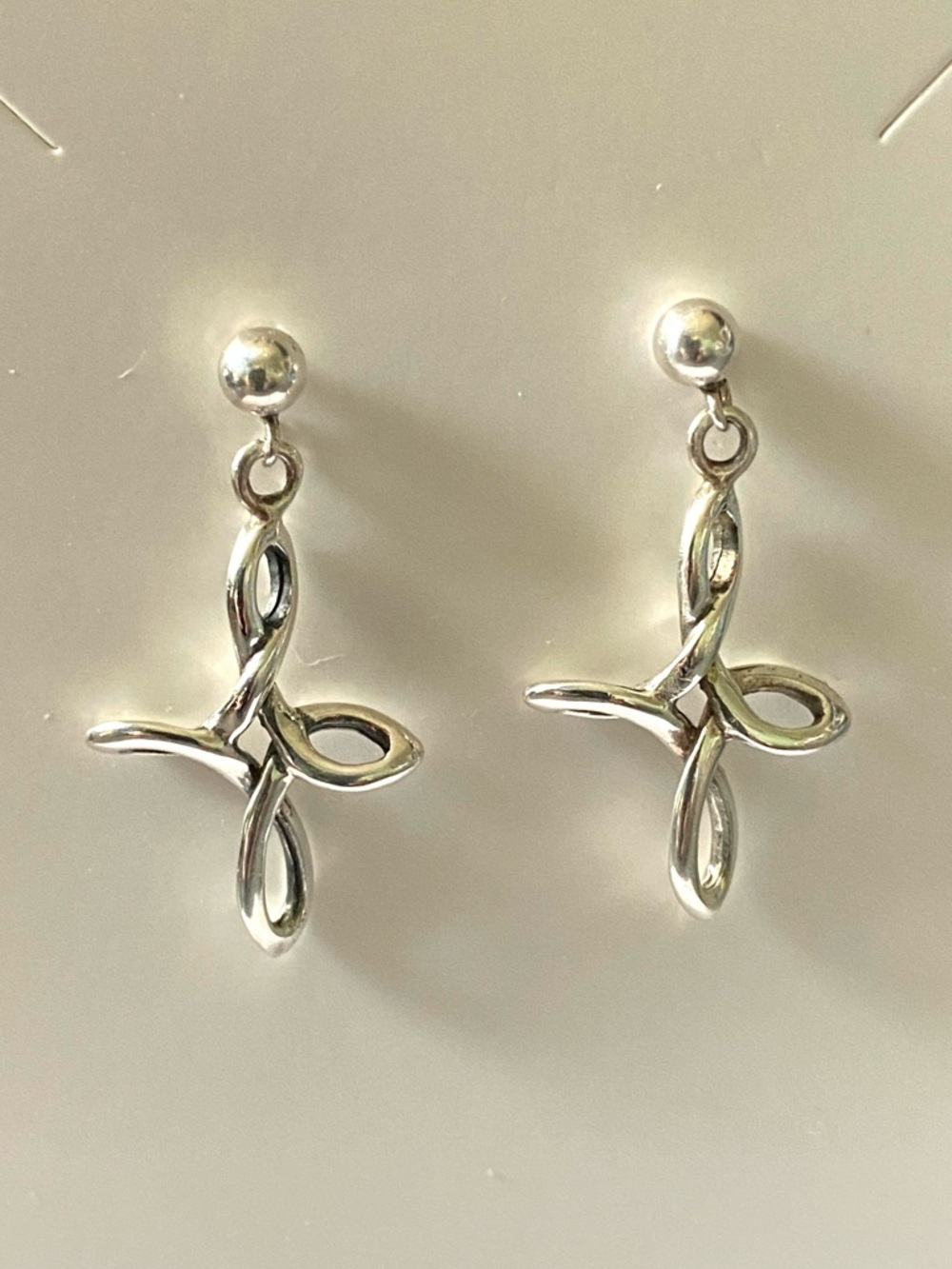 Sterling Silver Loop Cross Earrings